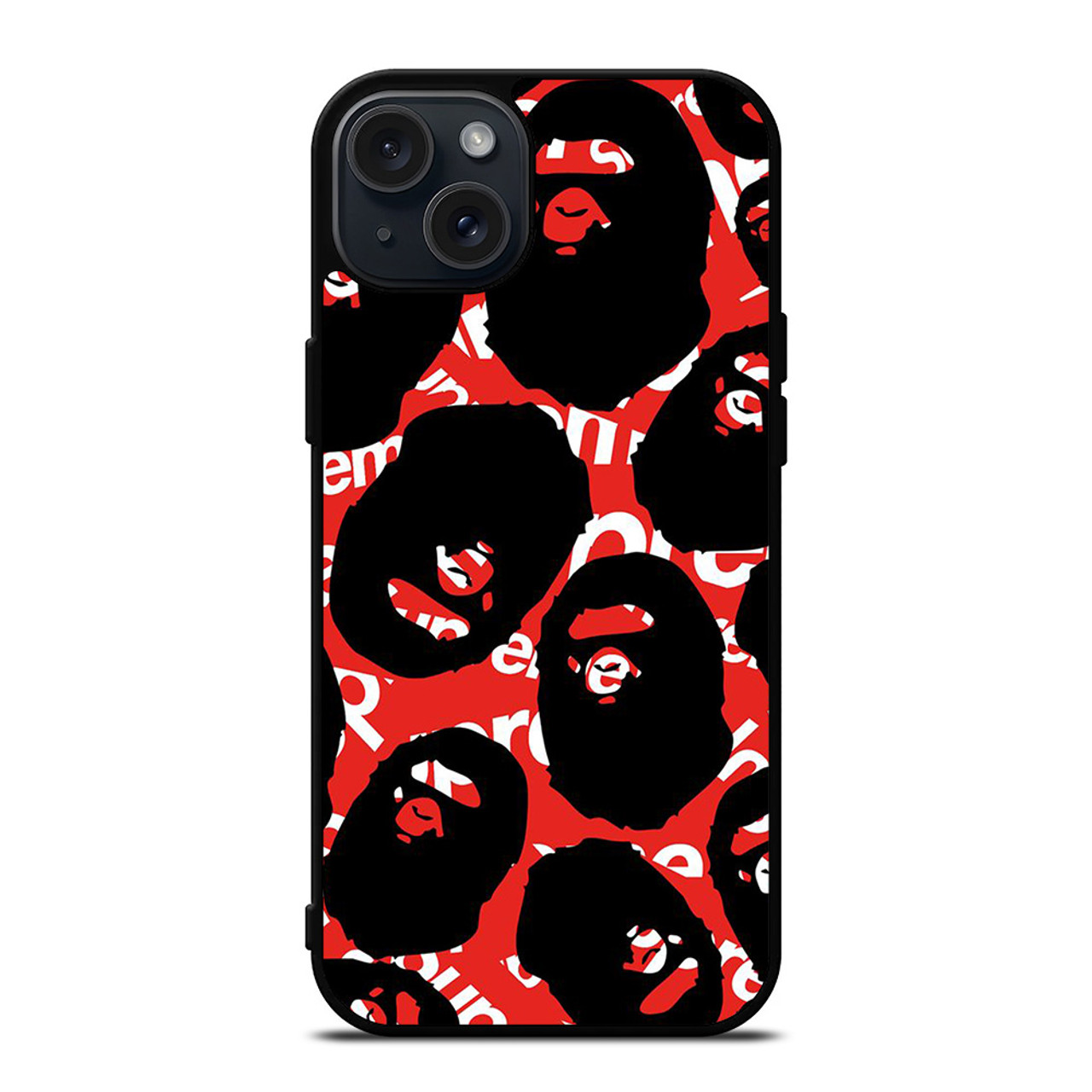 SUPREME X BAPE A BATHING APE iPhone 15 Plus Case Cover